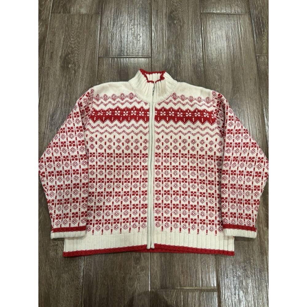 Collezione Dante Women’s Petite L Red Full Zip Wool‎ Blend Sweater Made In Italy